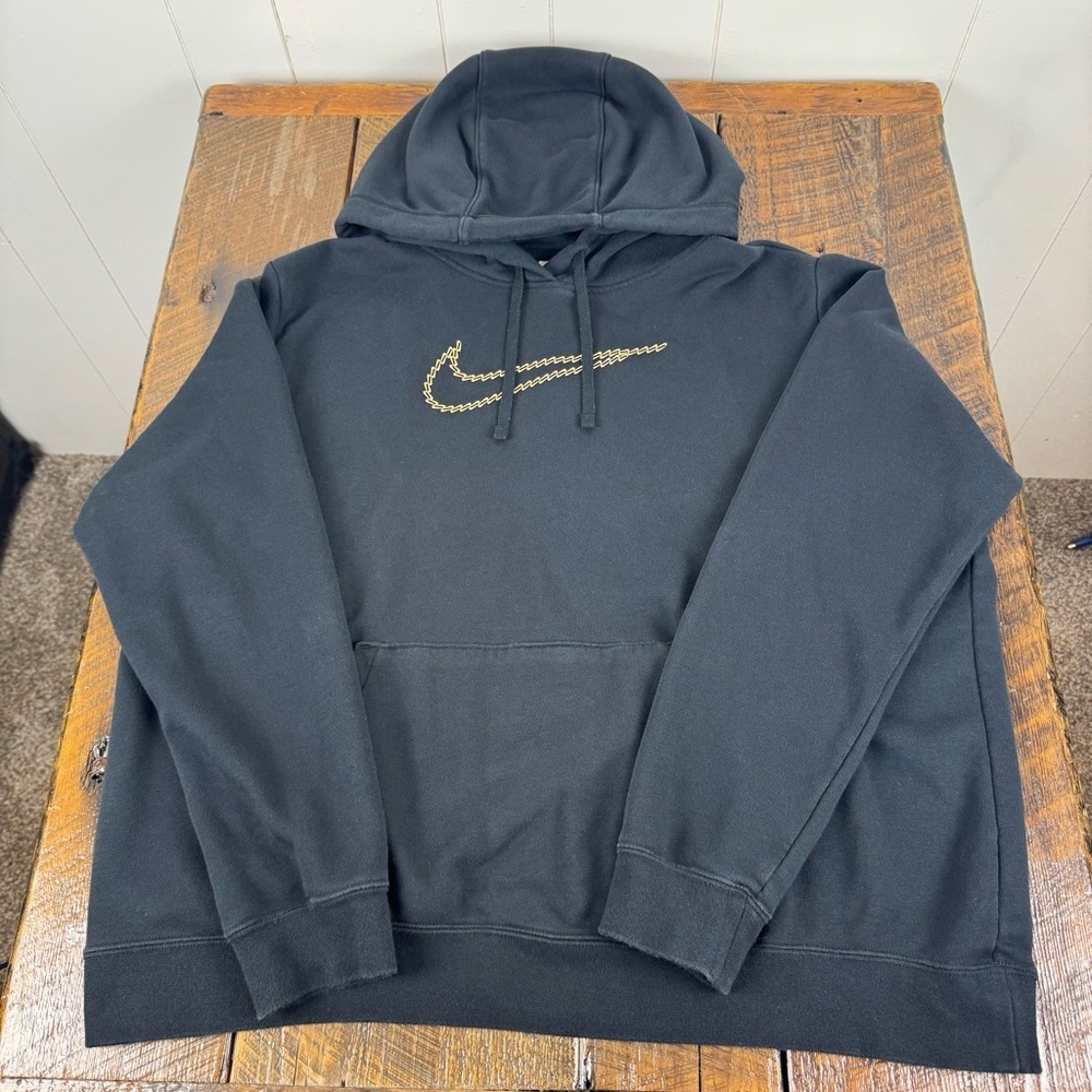 Nike Black Chain Stitch Swoosh Hoodie Sweatshirt XL – Classic Streetwear